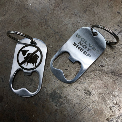 Wolves Dog Tag Bottle Opener / Keychain